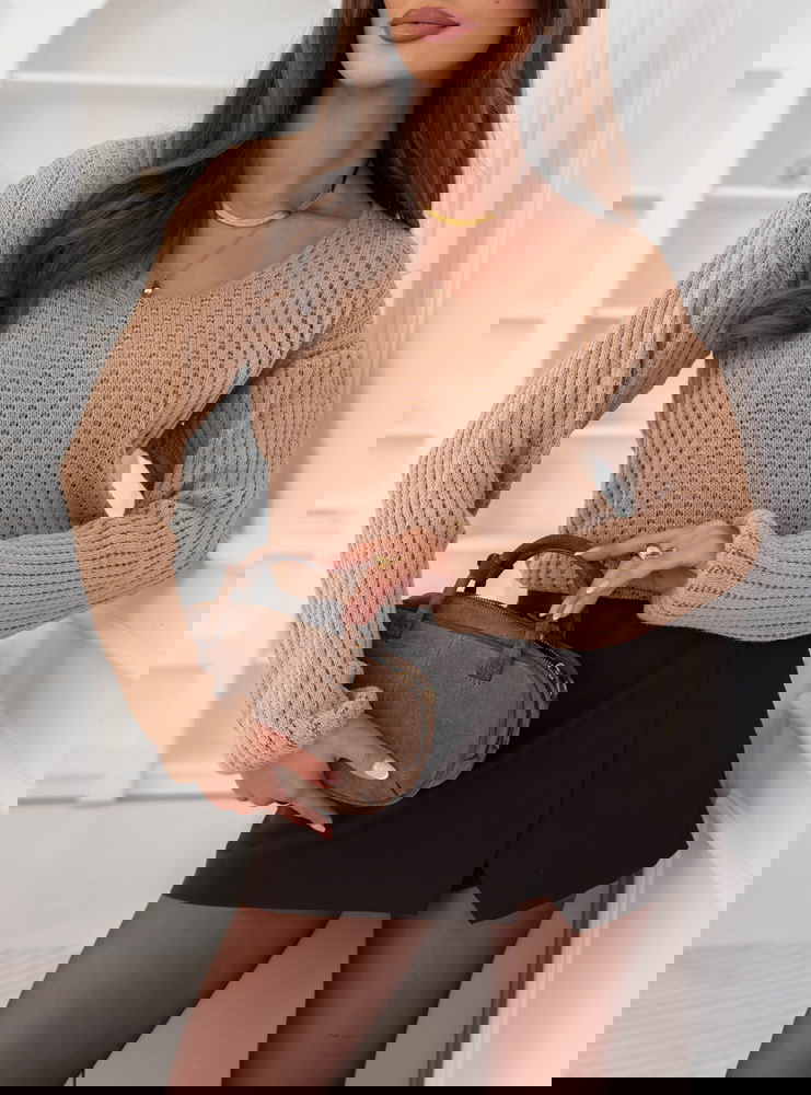 Ażurowy sweter Chrysann - mocha mousse