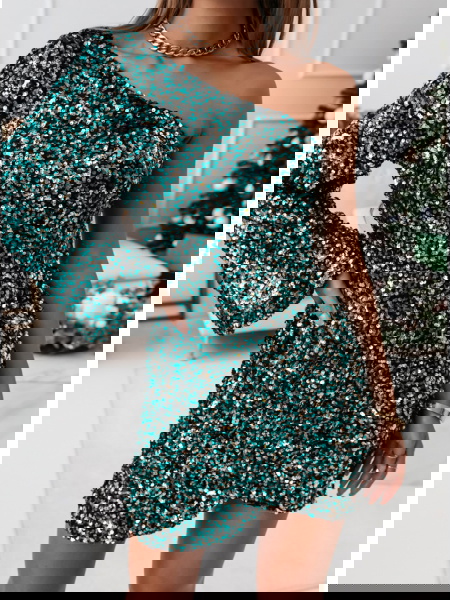 Turkusowa cekinowa sukienka...