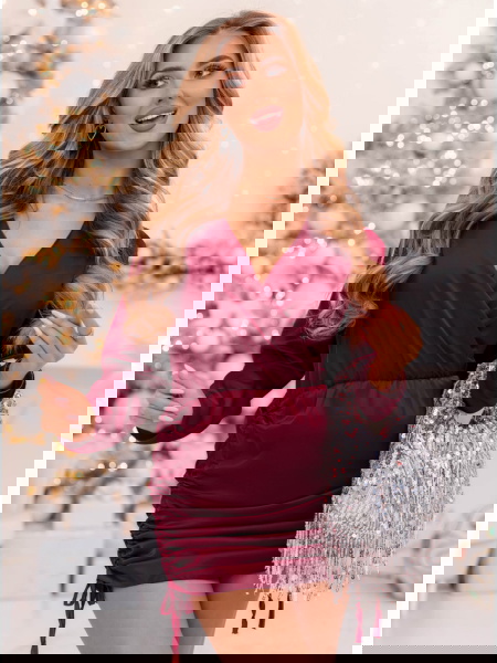 Bordowa satynowa sukienka...