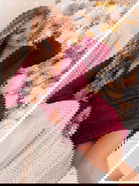 Bordowa satynowa sukienka... 2