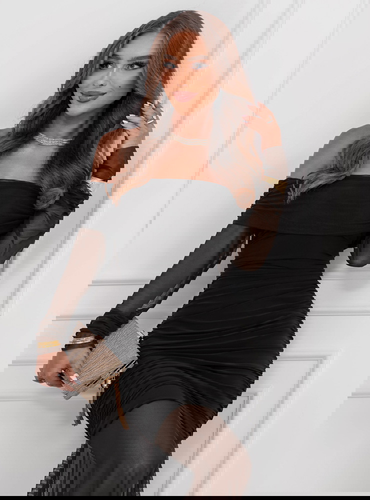 Czarna sukienka typu hiszpanka z...