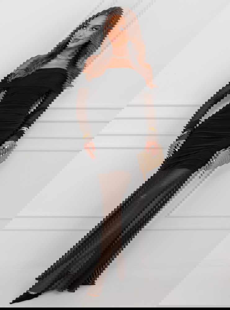 Czarna sukienka typu hiszpanka z...