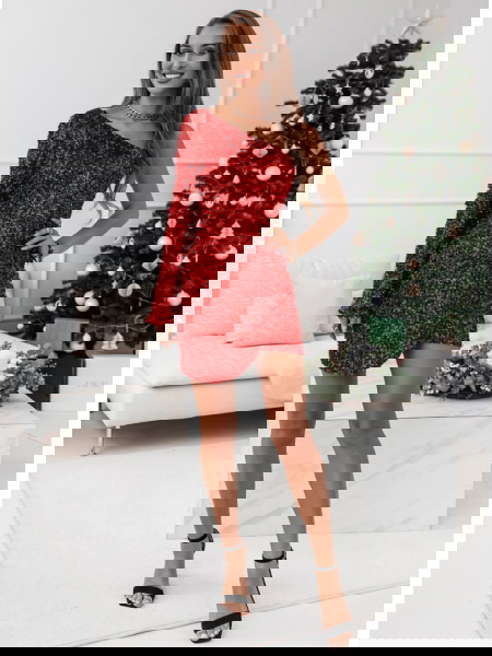 Malinowa cekinowa sukienka...