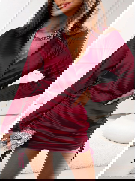 Bordowa satynowa sukienka... 2