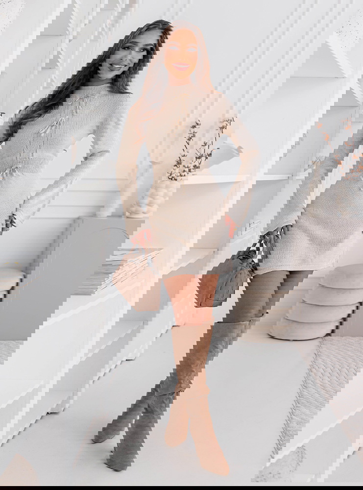 Beżowa swetrowa sukienka mini Maitildaa