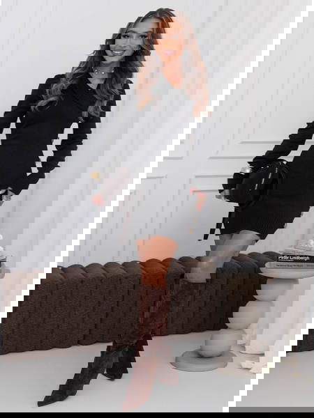 Czarna swetrowa sukienka z...