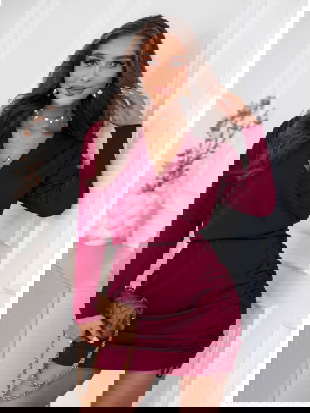 Bordowa satynowa sukienka... 2