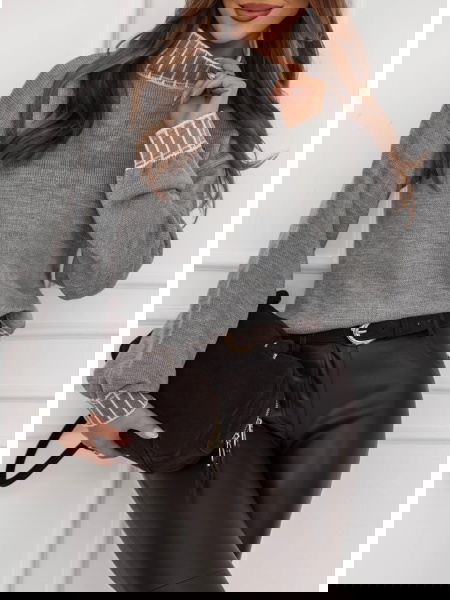 Szary sweter z golfem Lorella 2