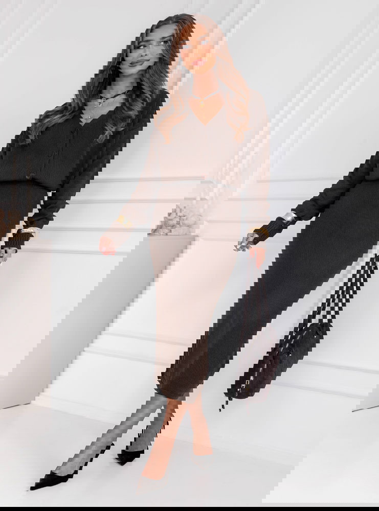 Czekoladowy komplet kardigan i...