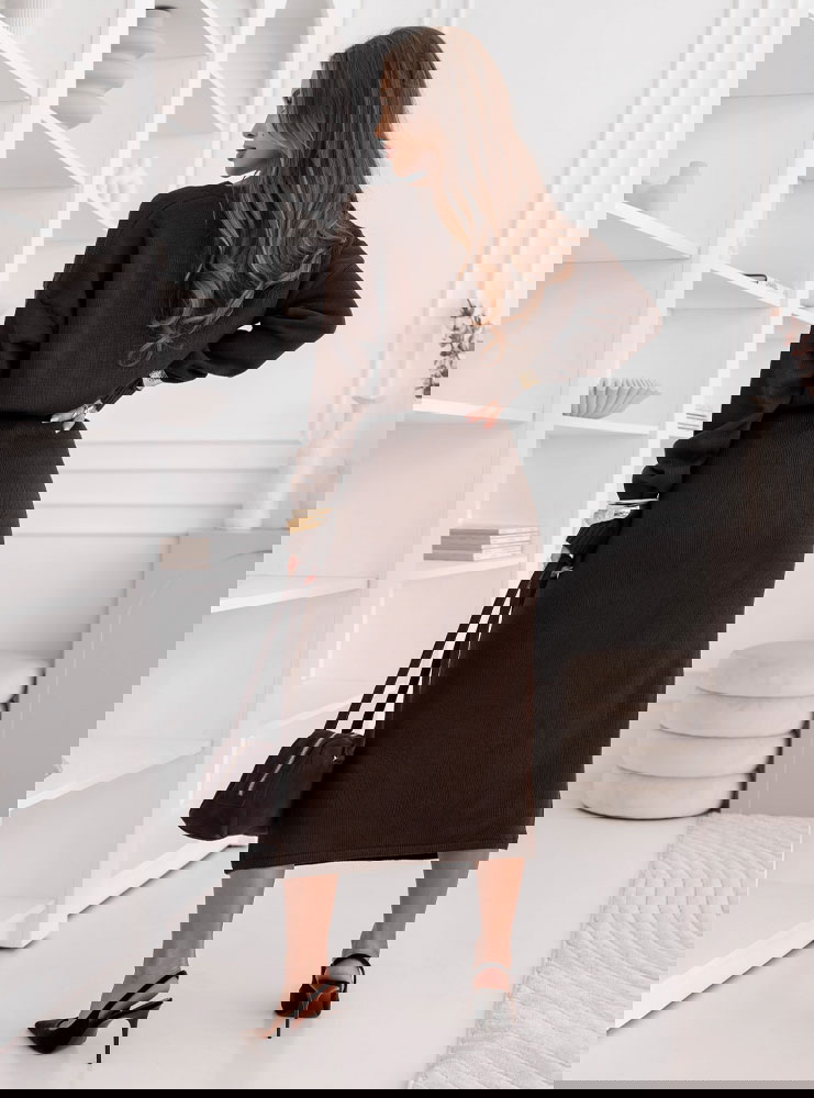 Czekoladowy komplet kardigan i...