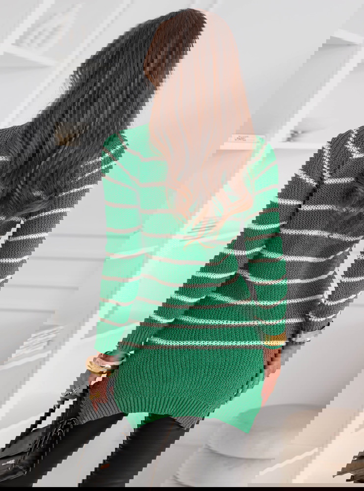 Zielony sweter w paski Chrystallyn