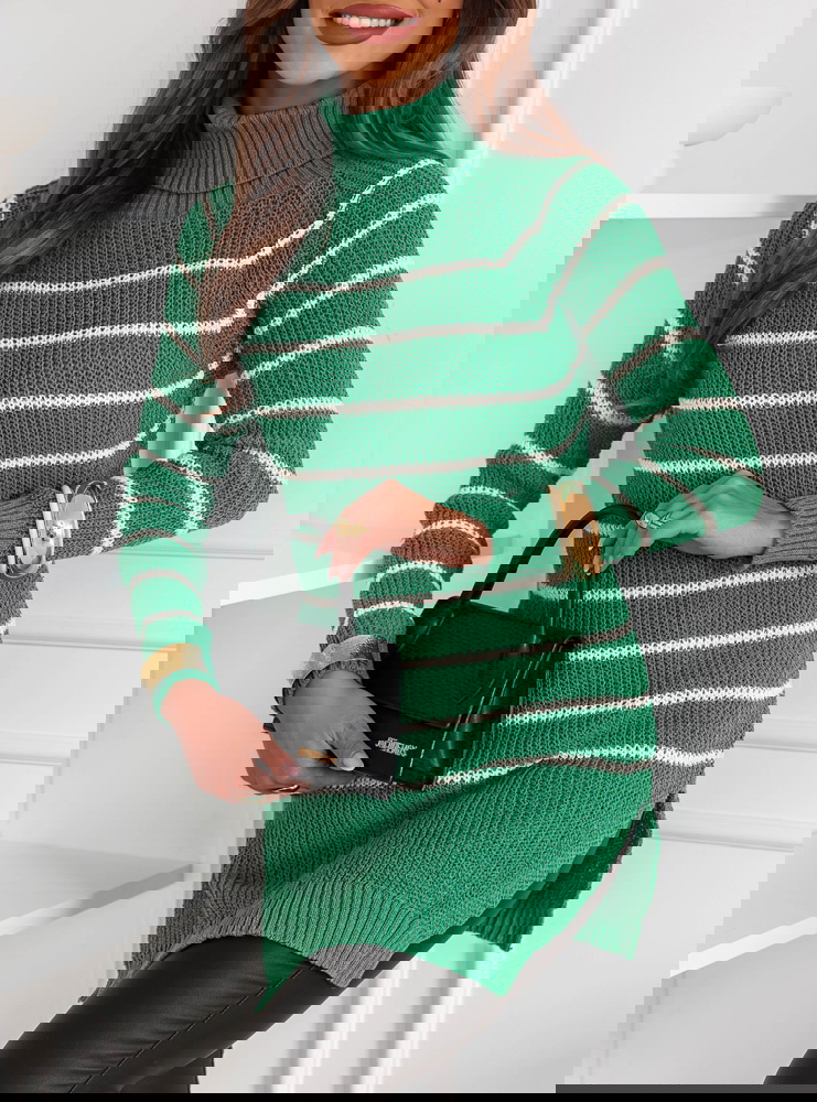 Zielony sweter w paski Chrystallyn