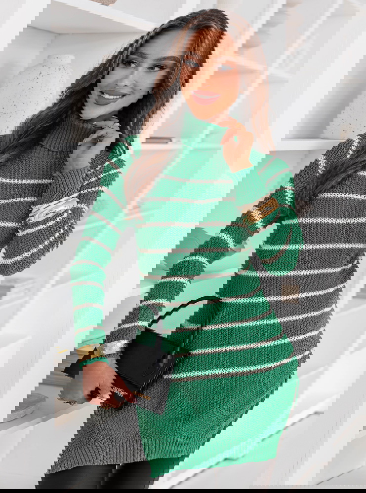 Zielony sweter w paski Chrystallyn