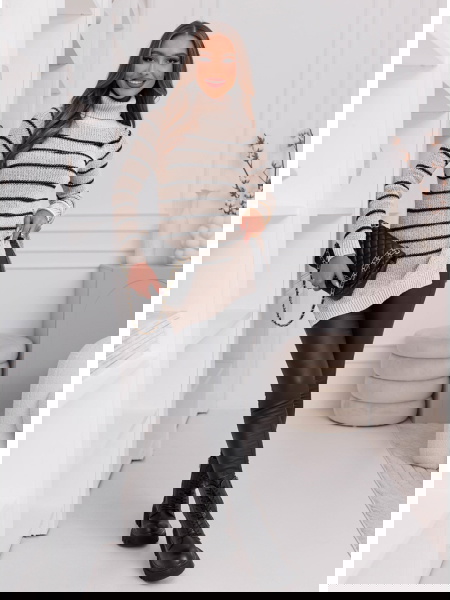 Beżowy sweter w paski... 2