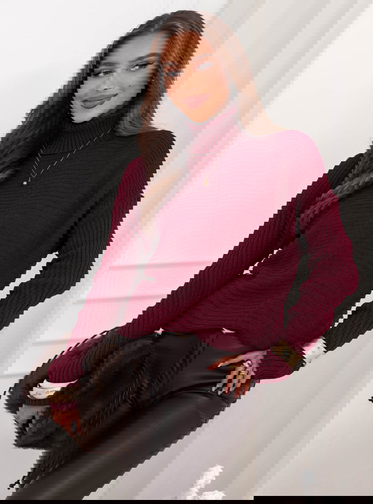 Bordowy sweter z golfem Caylore