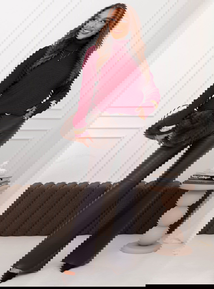 Bordowy sweter z golfem Caylore