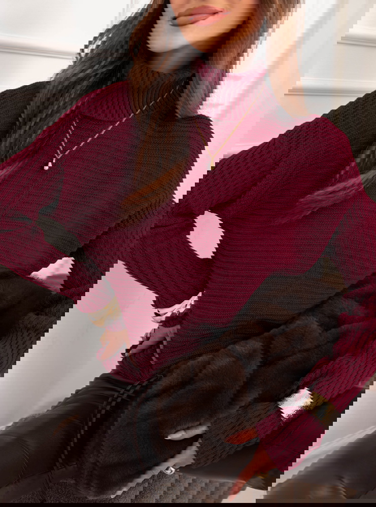 Bordowy sweter z golfem Caylore