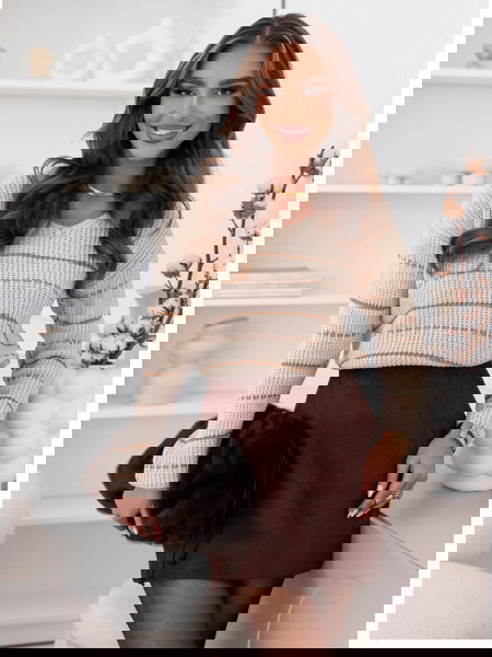 Beżowy sweter w paski Rilliaa