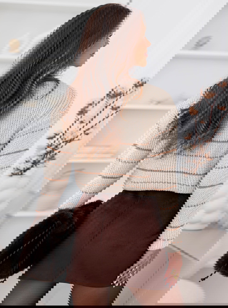 Beżowy sweter w paski Rilliaa