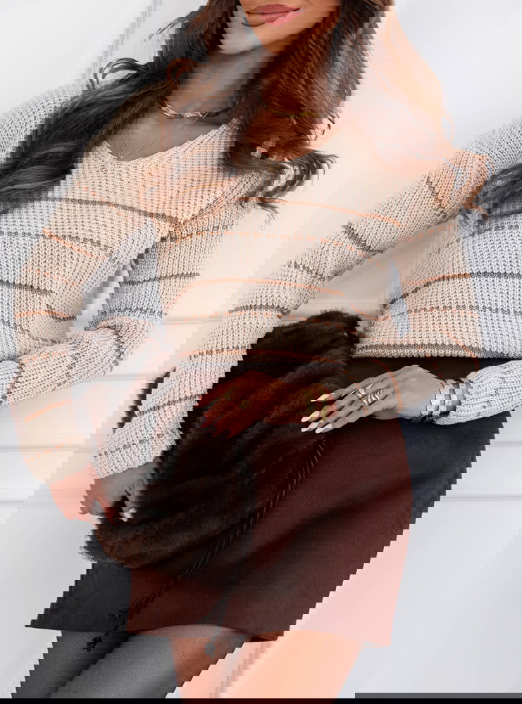 Beżowy sweter w paski Rilliaa