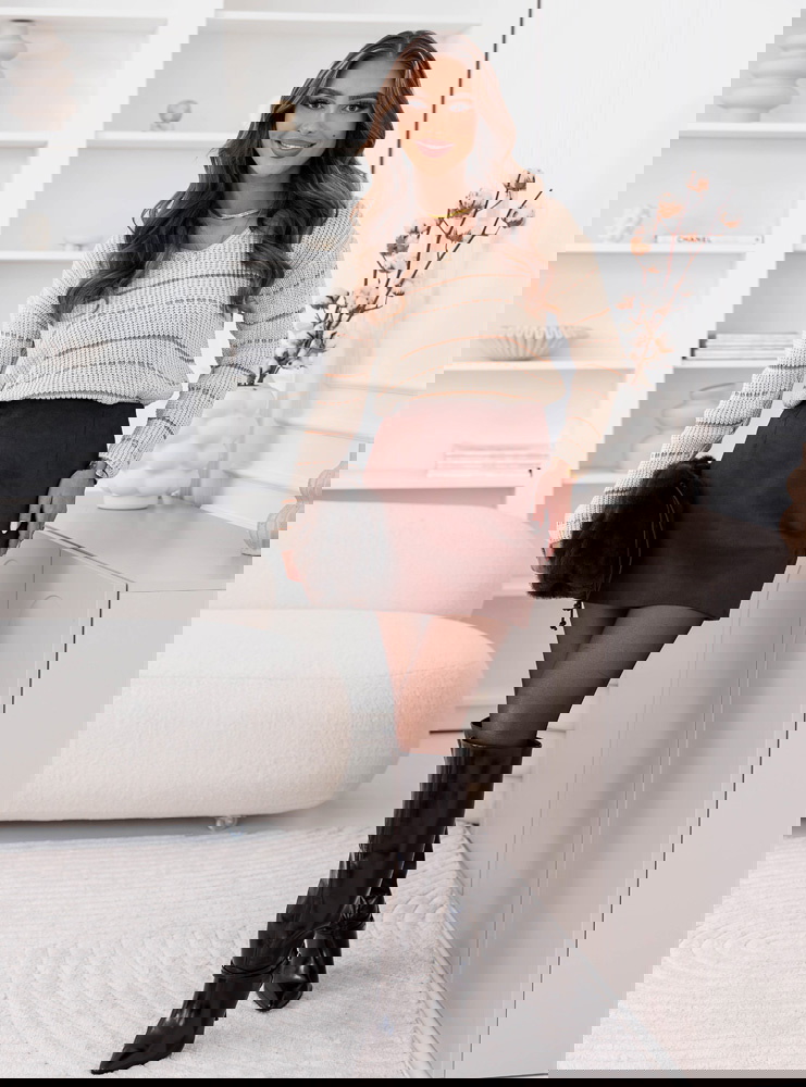 Beżowy sweter w paski Rilliaa