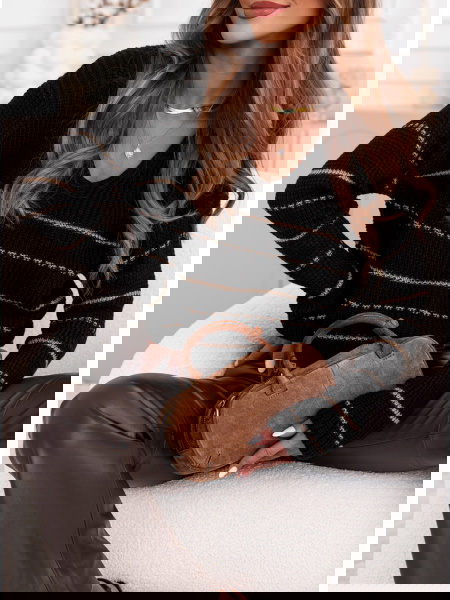 Czarny sweter w paski Rilliaa