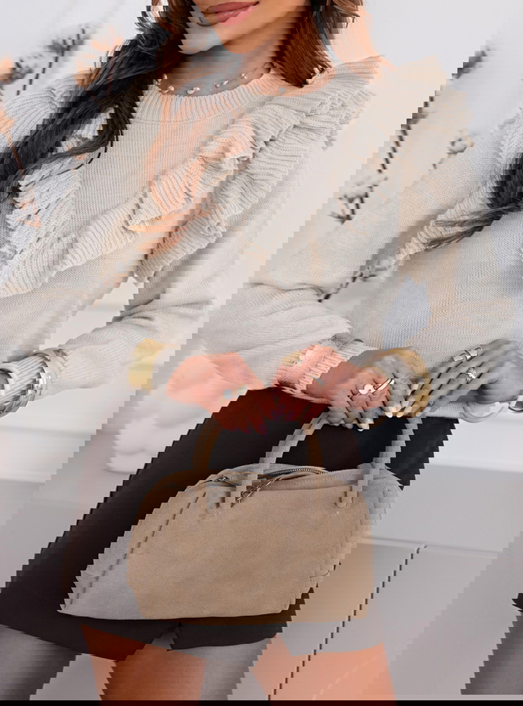 Beżowy sweter z falbankami Chalonn