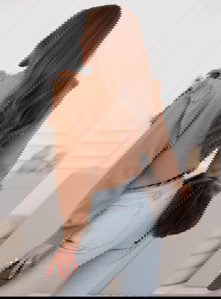 Sweter z falbankami Chalonn - mocha...