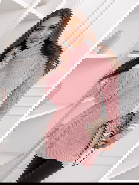 Pudrowy sweter z golfem Evilou