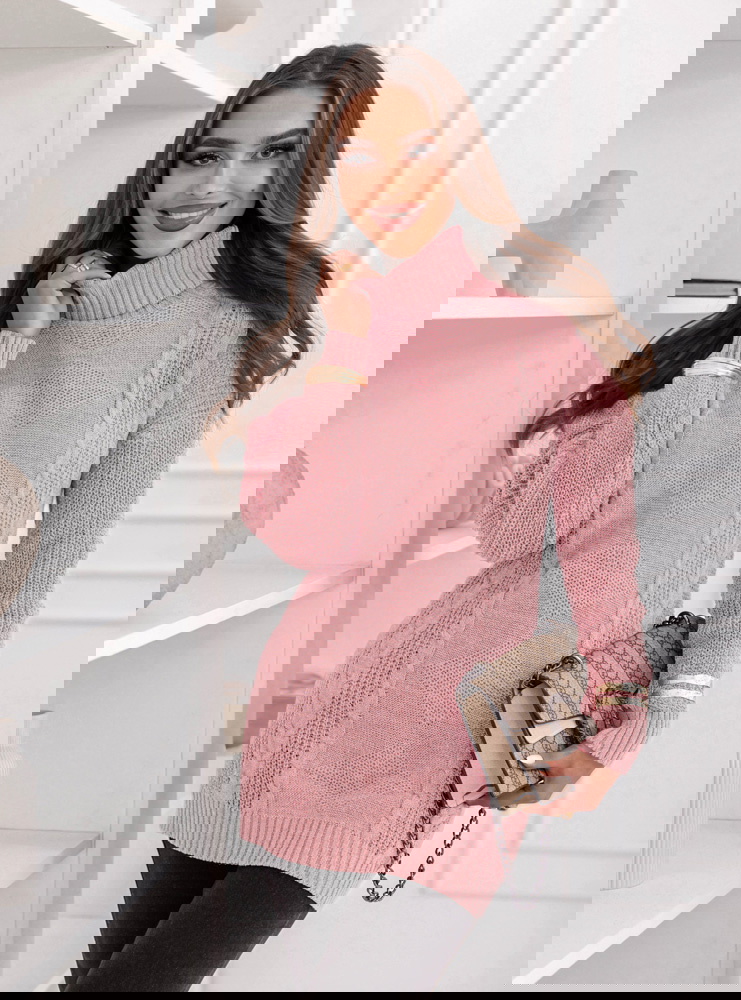 Pudrowy sweter z golfem Evilou