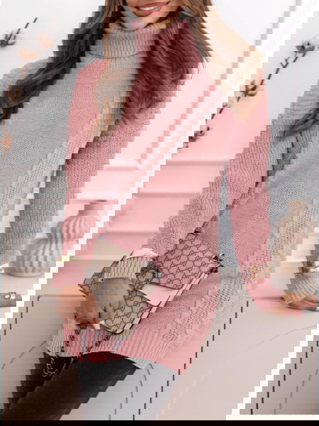 Pudrowy sweter z golfem Evilou 2