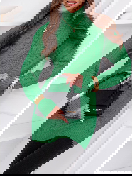 Zielony długi sweter z... 2