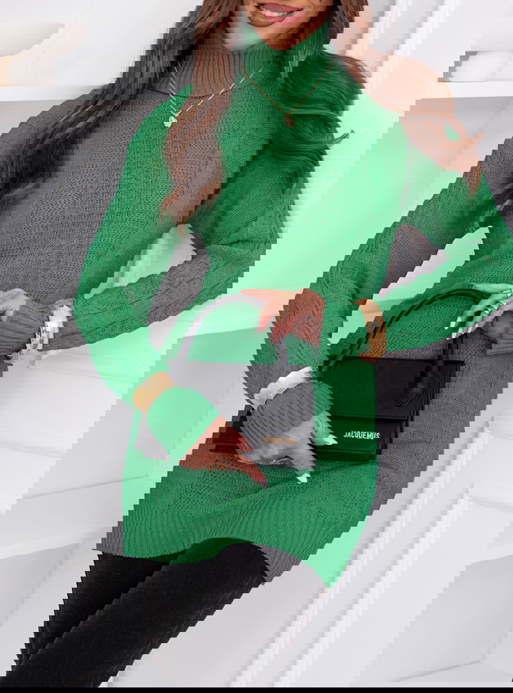 Zielony długi sweter z golfem Mirate