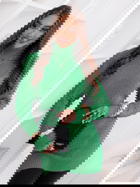 Zielony długi sweter z...