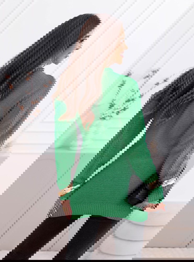 Zielony długi sweter z golfem Mirate