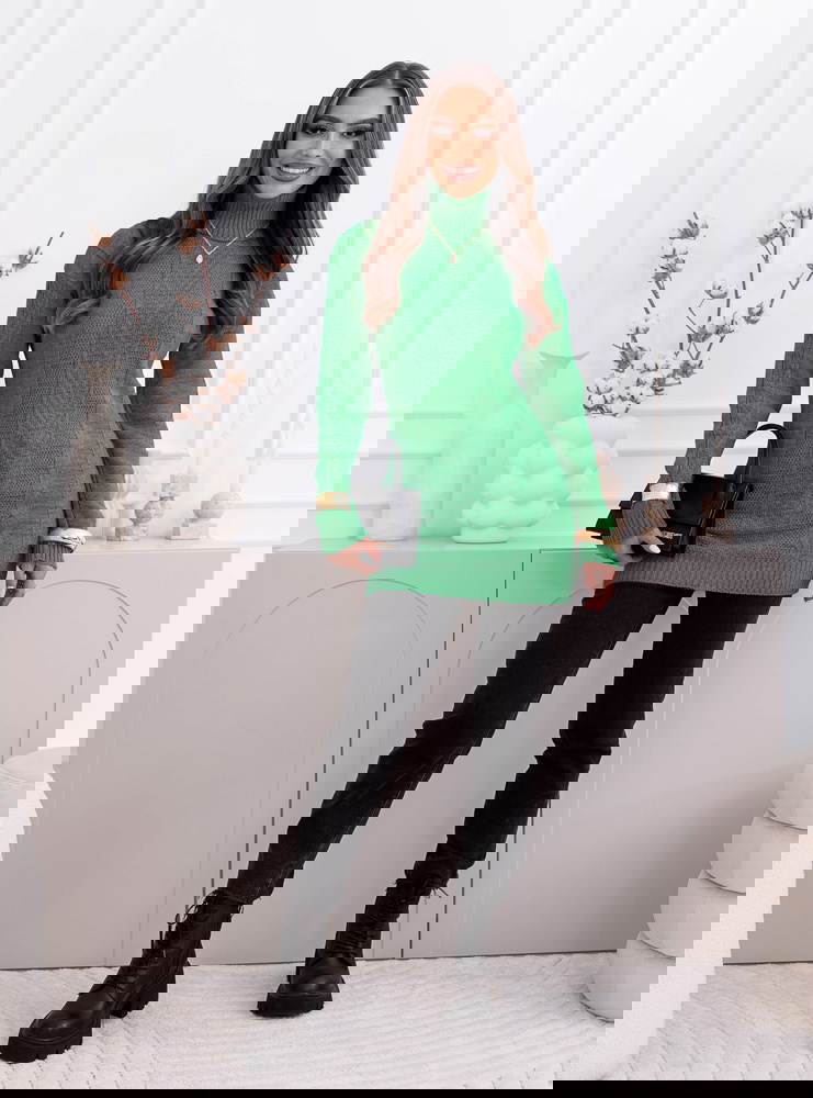 Zielony długi sweter z golfem Mirate