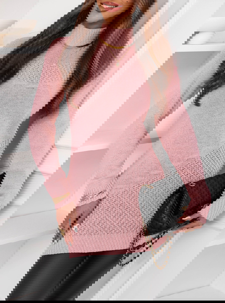 Pudrowy sweter z półgolfem Philicia