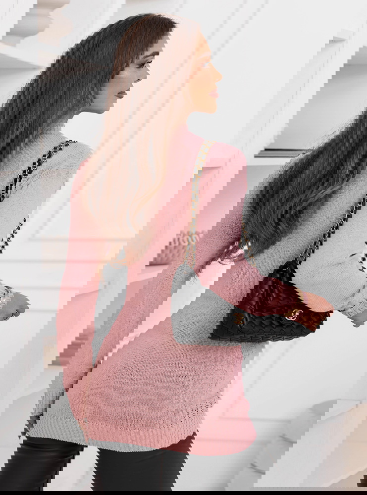 Pudrowy sweter z półgolfem Philicia