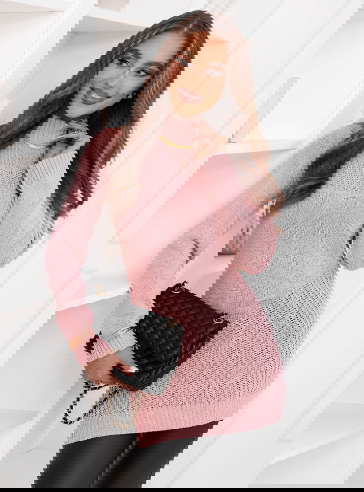 Pudrowy sweter z półgolfem Philicia