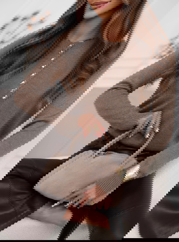 Sweter z guzikami Taurinaa - mocha...