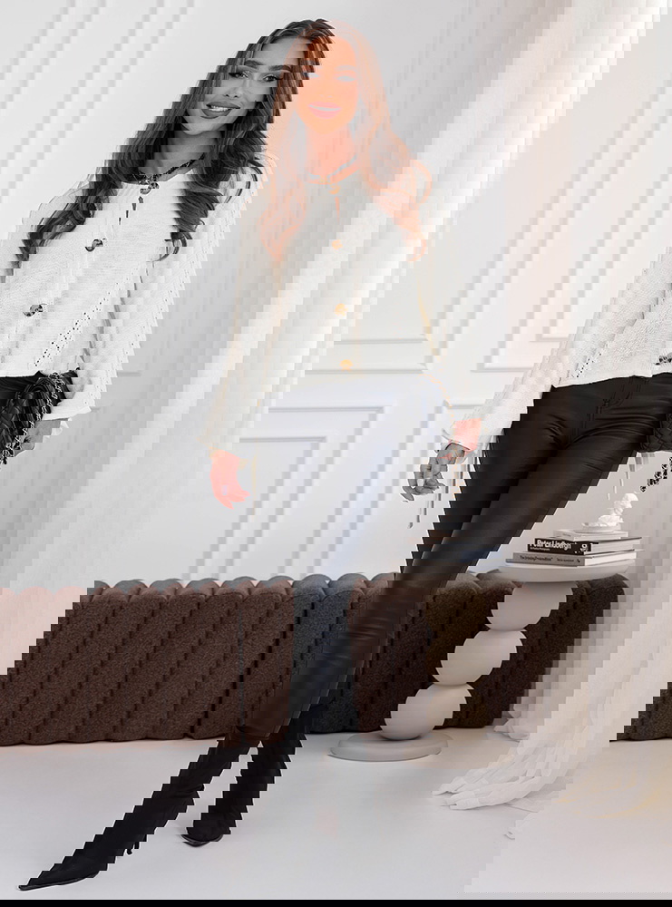 Sweter zapinany na guziki Dorena - ecru