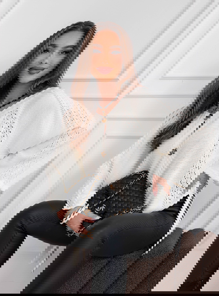 Sweter zapinany na guziki Dorena - ecru