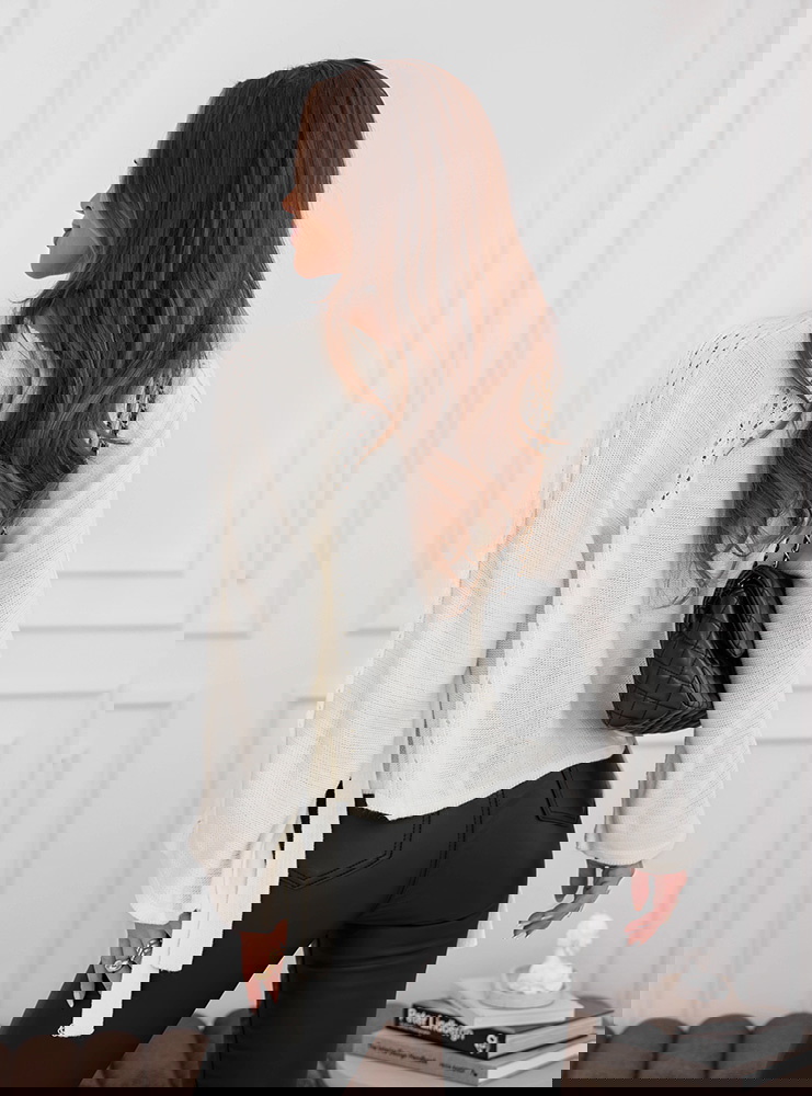 Sweter zapinany na guziki Dorena - ecru