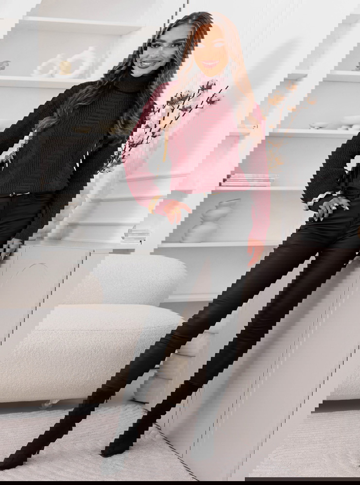 Bordowy sweter z golfem Debroah