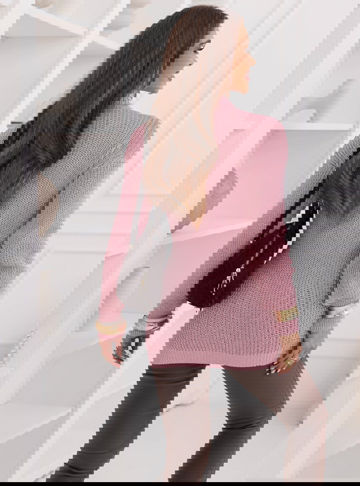 Pudrowy sweter z golfem Debroah