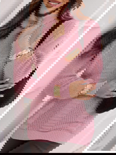 Pudrowy sweter z golfem... 2