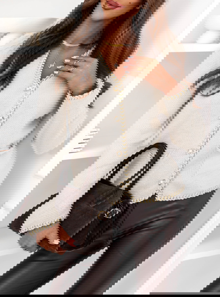 Sweter zapinany na guziki Latwina - ecru