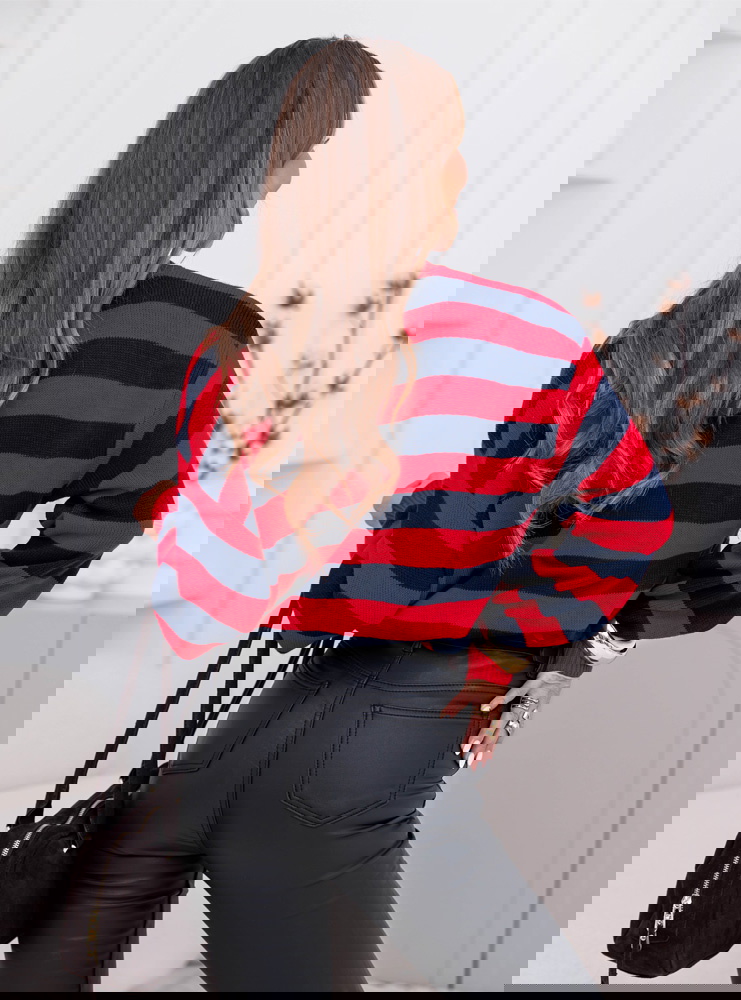 Granatowy sweter w paski Dukinea