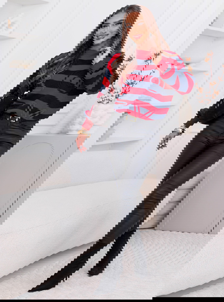 Granatowy sweter w paski Dukinea