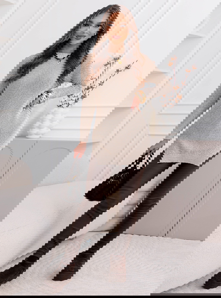 Beżowy sweter z rozcięciami Kolleen